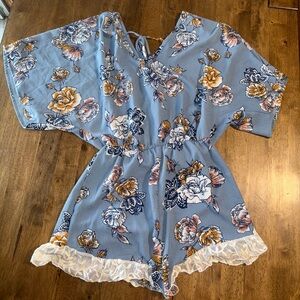 Charlotte Russe Blue Floral Romper